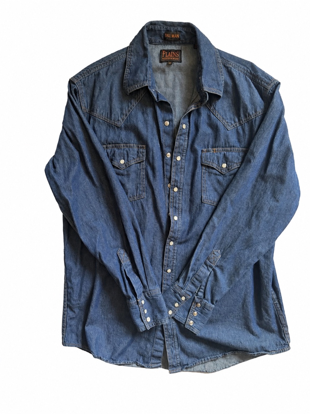Vintage Plains Wester Wear Tall Men's Blue Denim Western Shirt Jacket